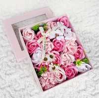 Elegancki zestaw kwiaty róże mydlane Dzień Matki prezent