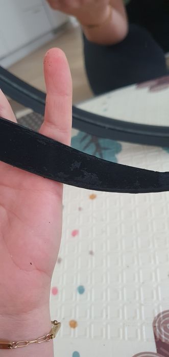Lustro metalowe na pasku okrągłe czarne 60cm