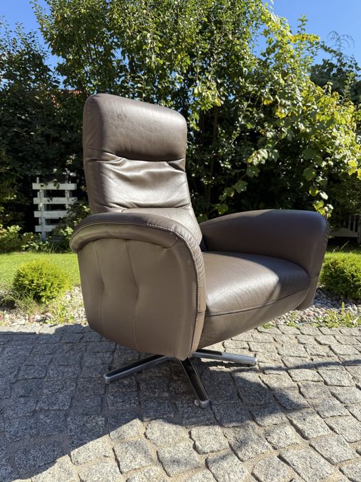 fotel rozkładany z funkcją relax relaksacyjny TV skóra naturalna