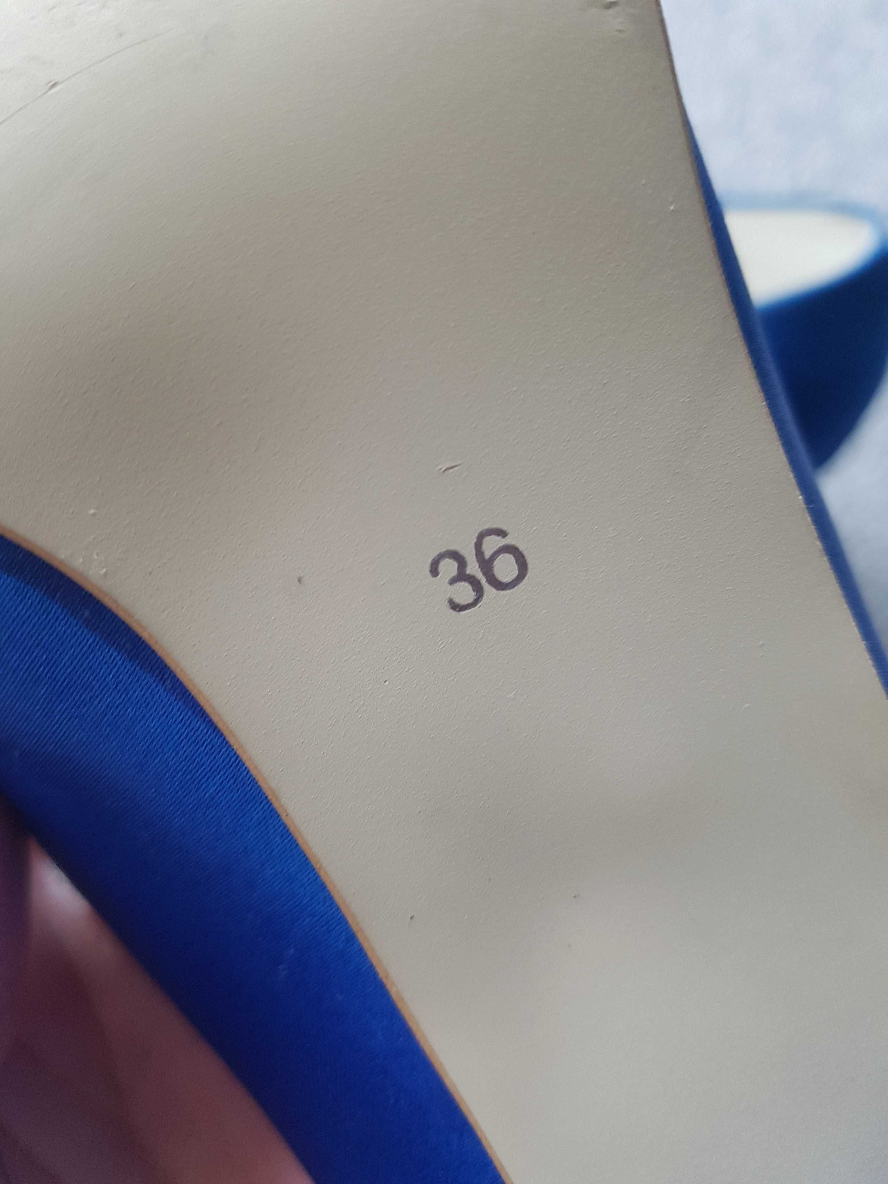 Buty na obcasie czółenka niebieskie rozmiar 36