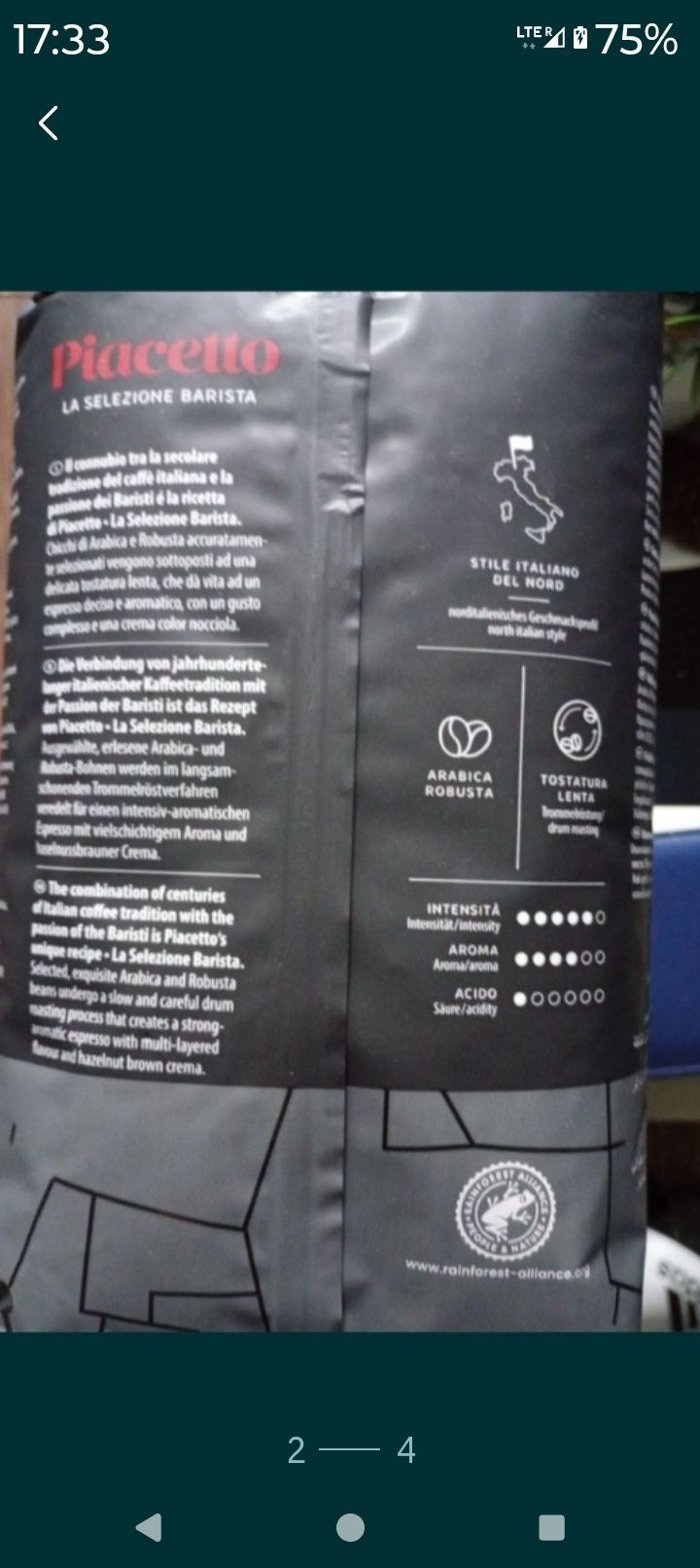 Kawa ziarnista Piacetto espresso 1kg