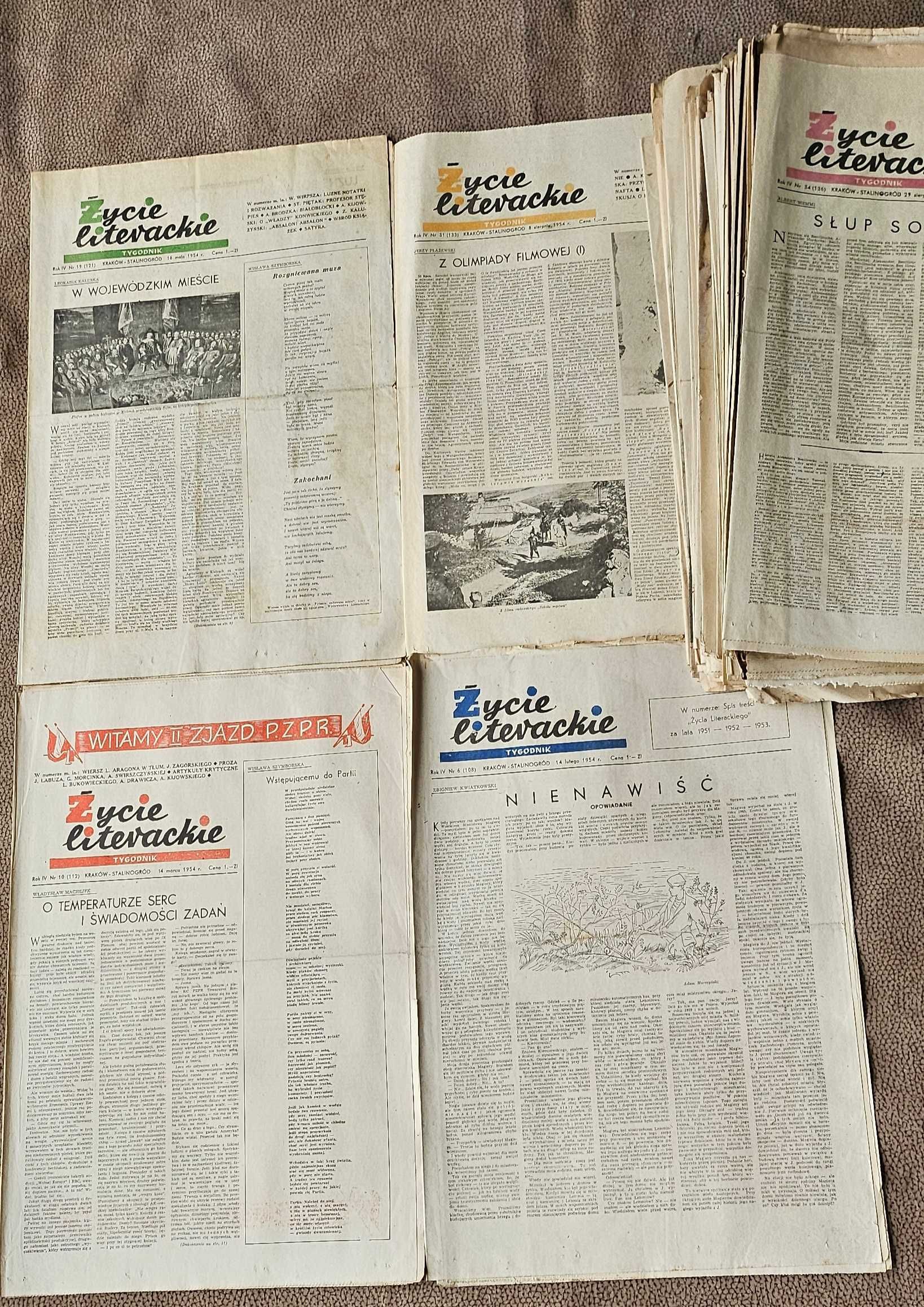 Archiwalne stare gazety Życie literackie Trybuna wolności itp. 1953-55