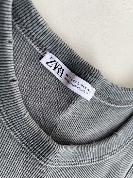 Базовий топ у рубчик Zara | M - L | washed | basic ribbed