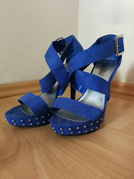 NOWE Szpiki New Look 38 kobaltowe platformy niebieskie chabrowe