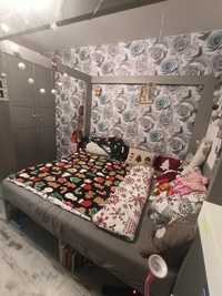 VOX 4YOU szare łóżko z baldachimem + materac marki Hilding
