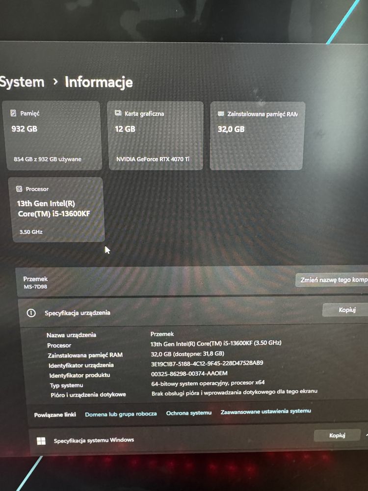 Komputer stacjonarny do gier 4070ti!