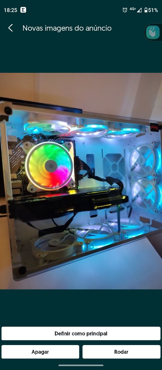 Caixa gamer Mars mcl xl branca  com 7 ventoinhas RGB e comando