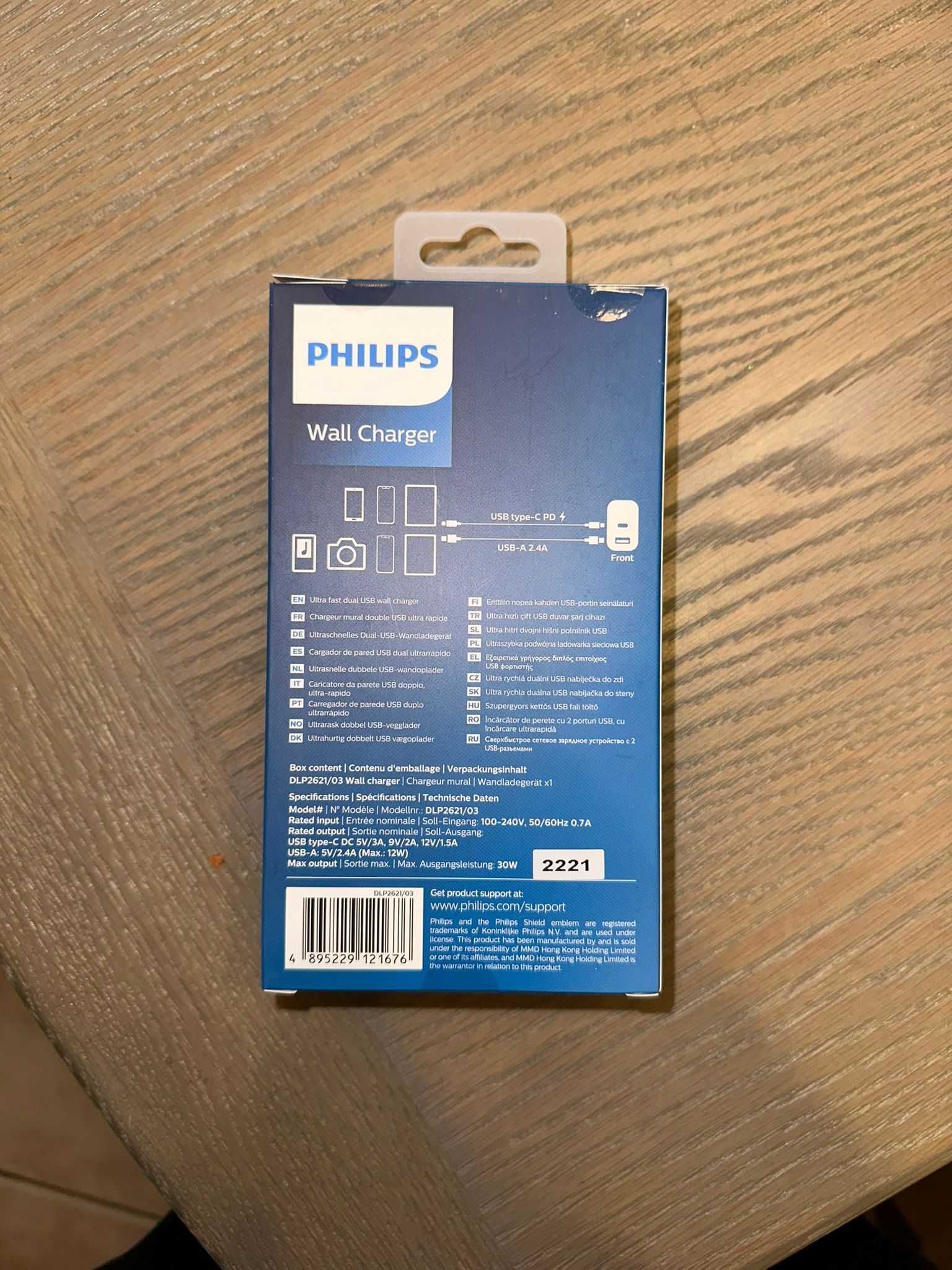 Philips Szybka Ładowarka Ścienna 30W Philips, Abs, Czarny