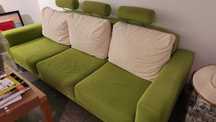 Sofa i fotele z zielonej alkantary