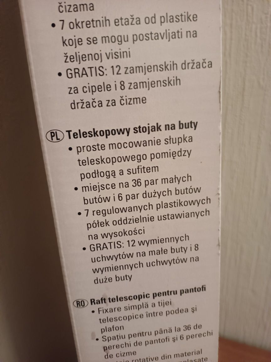 Nowy teleskopowy stojak na obuwie