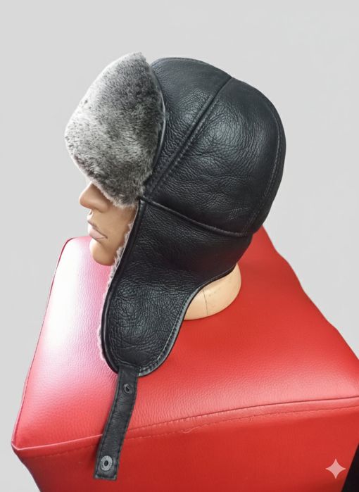 Шапка Ушанка Пилот/Кожа/Овчина/Чеченка