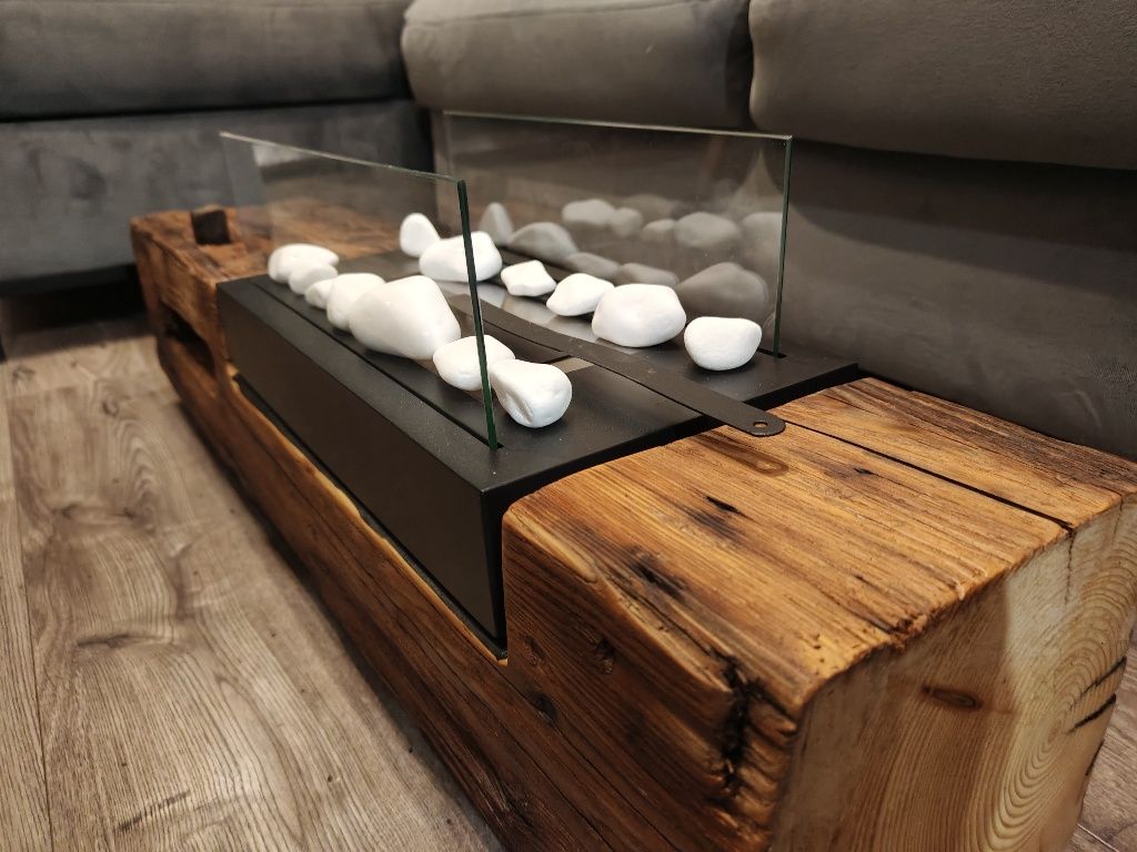 Biokominek loft z 100-letniej belki | ręcznie robiony | unikat