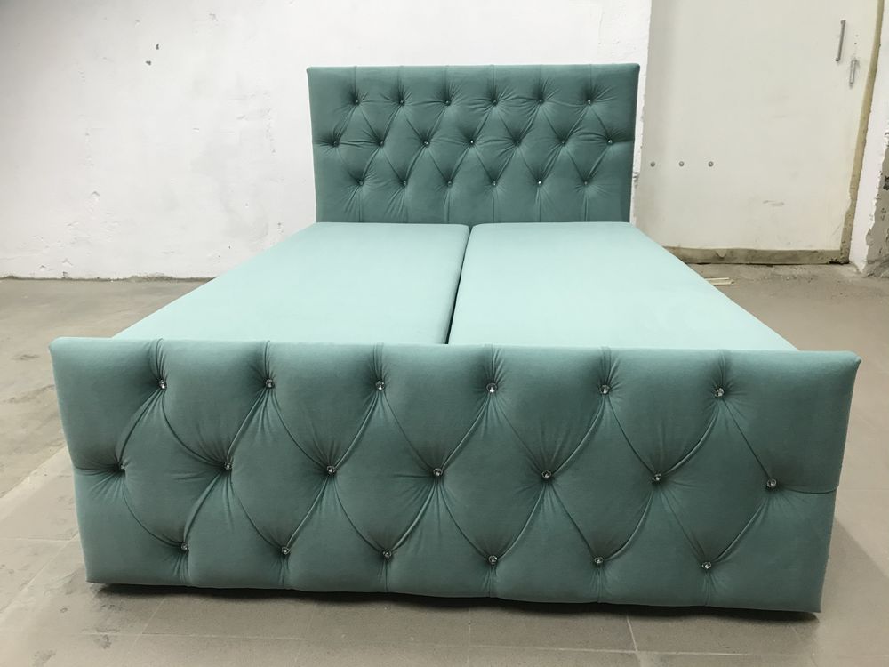 Łóżko KONTYNENTALNE w stylu glamour pikowane kryształkami dużo kolorów