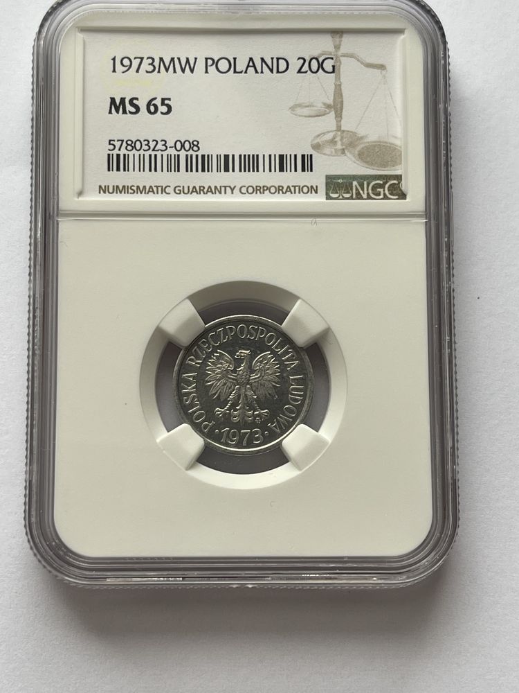 20 groszy 1973 ZZM ze znakiem NGC MS55