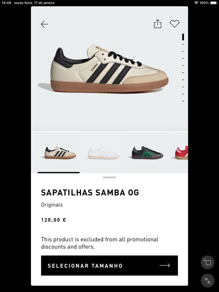Adidas samba em pee cor areia