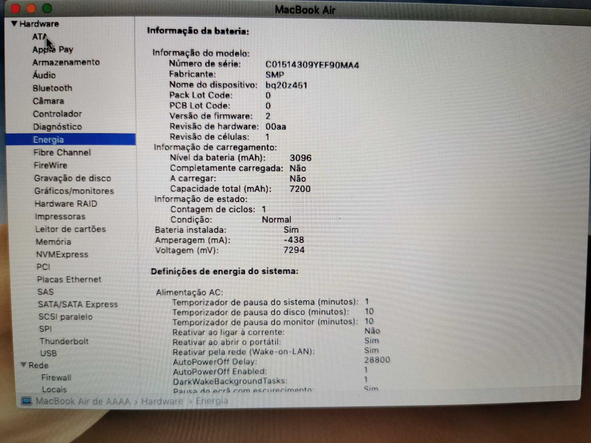 MacBook Air 13", (Late 2015), bateria nova