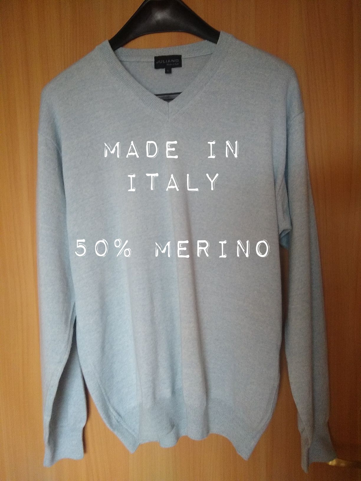 Juliano, Made in Italy, Elegancki męski sweter, 50% Merino