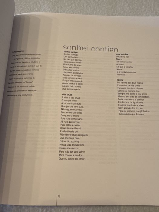 Livro Poesia Antologia de Filipe Oliveira