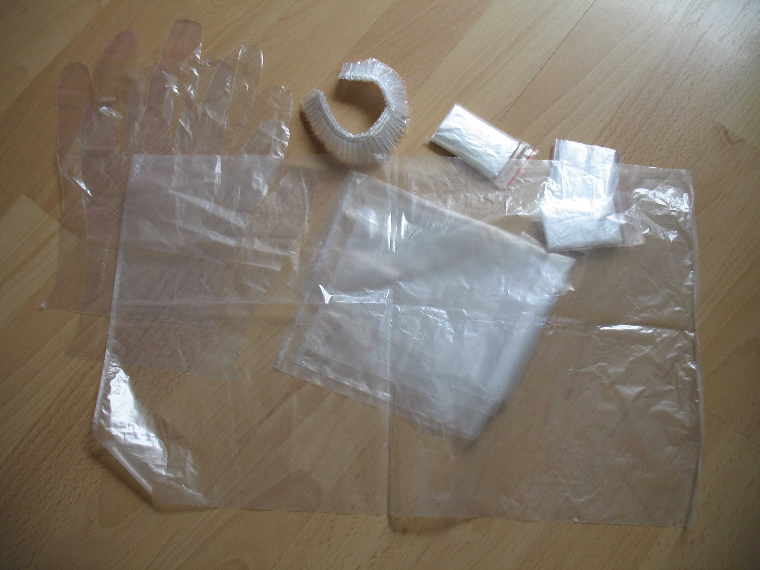Plastikowe fryzjerskie rękawiczki nowe