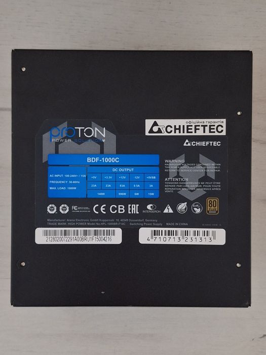 Chieftec Proton BDF-1000C блок живлення