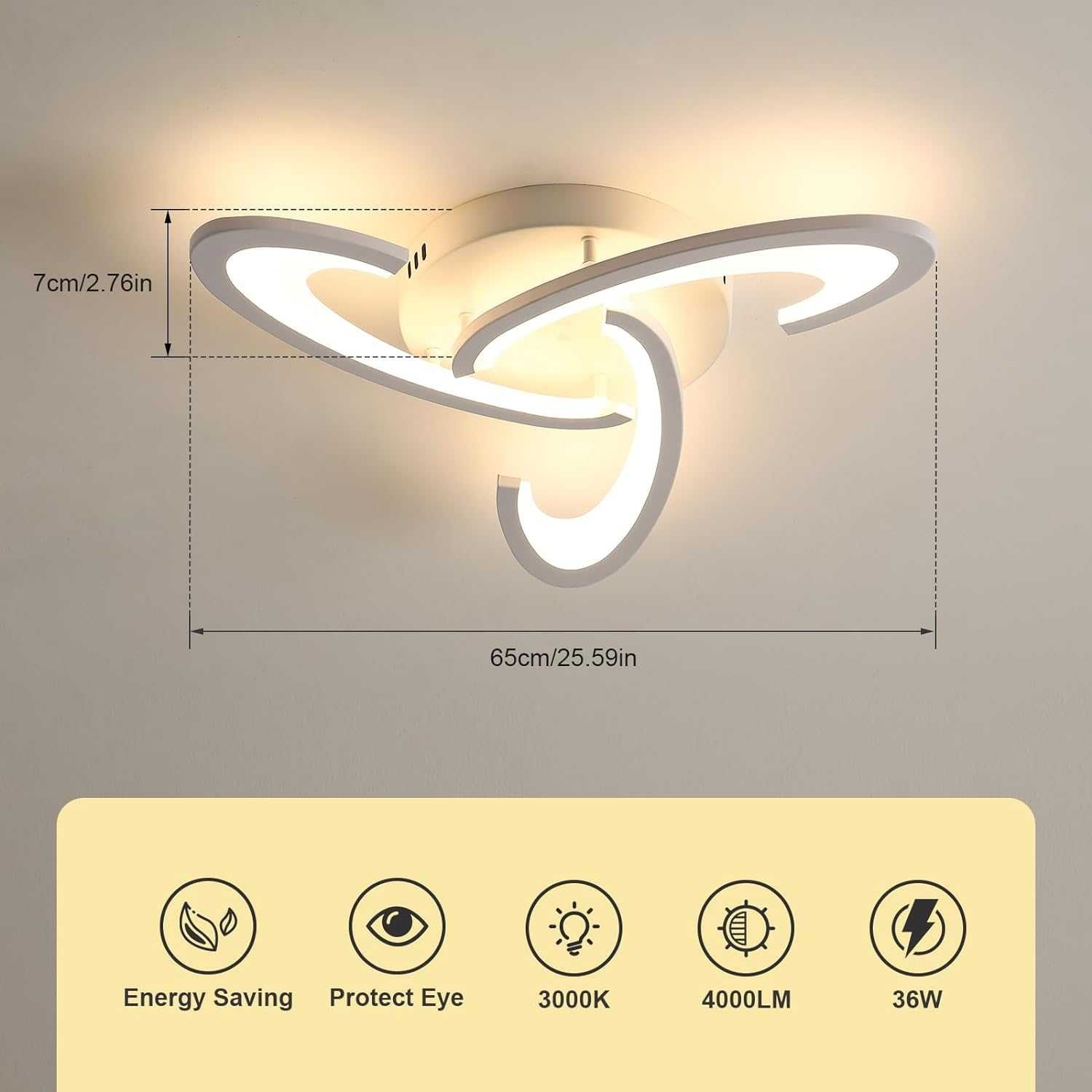 Lampa Sufitowa LED 36 W NOWOCZESNA 4000 lm 53 CM