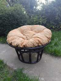 Wielki fotel ogrodowy rattanowy Papasan z poduszką leżanka