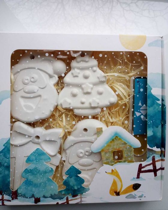 Новорічні іграшки-розмальовки на Ялинку! Гіпсові фігурки. Набір