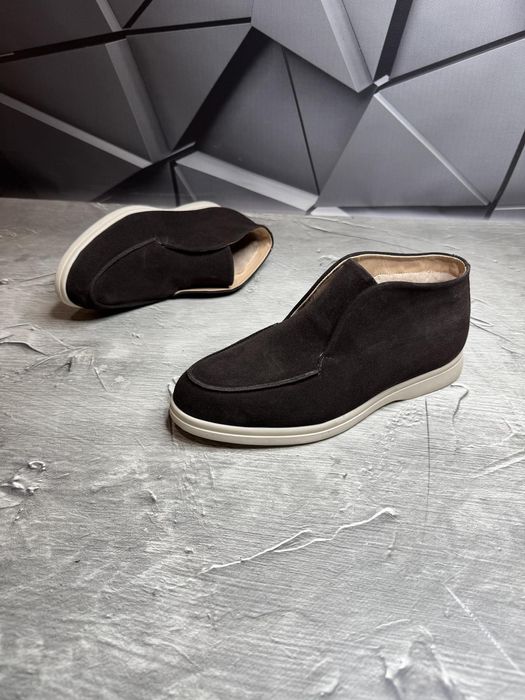 Ботинки Зимние ЛОФЕРЫ Замшевые мужские LORO PIANA Brown! ЗАМША + МЕХ!