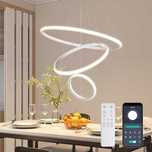 Wisząca lampa sufitowa LED Kręgi Koła Modern Białe 60+40+20cm +pilot