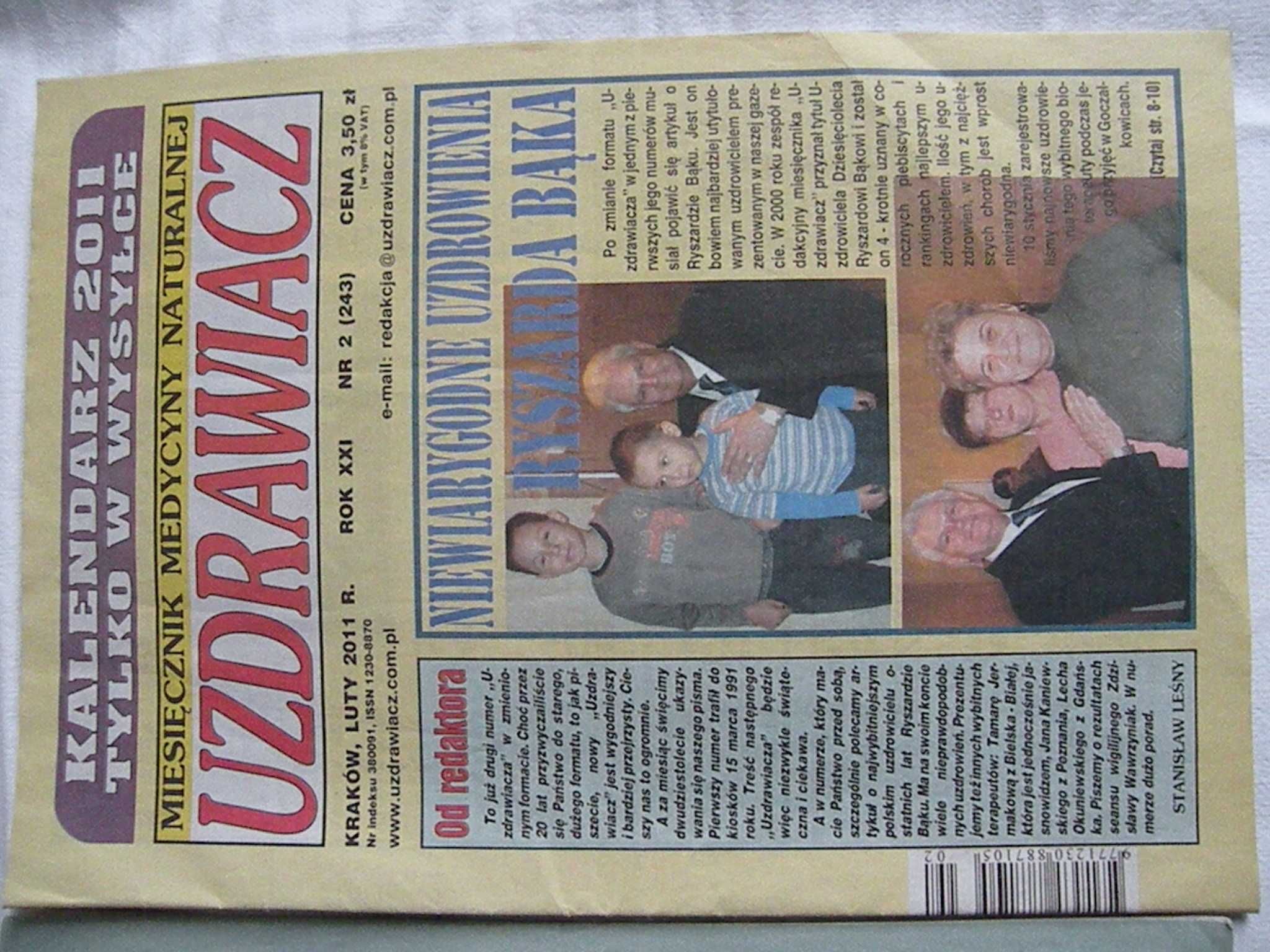 Uzdrawiacz 2011 zestaw 4 gazet o medycynie naturalnej