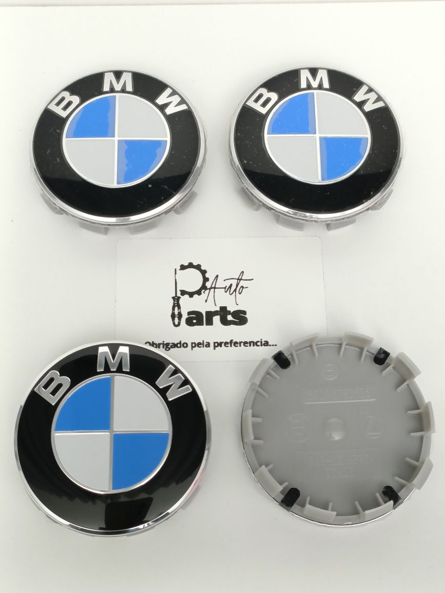 Centros de jante BMW 68mm azuis e brancos