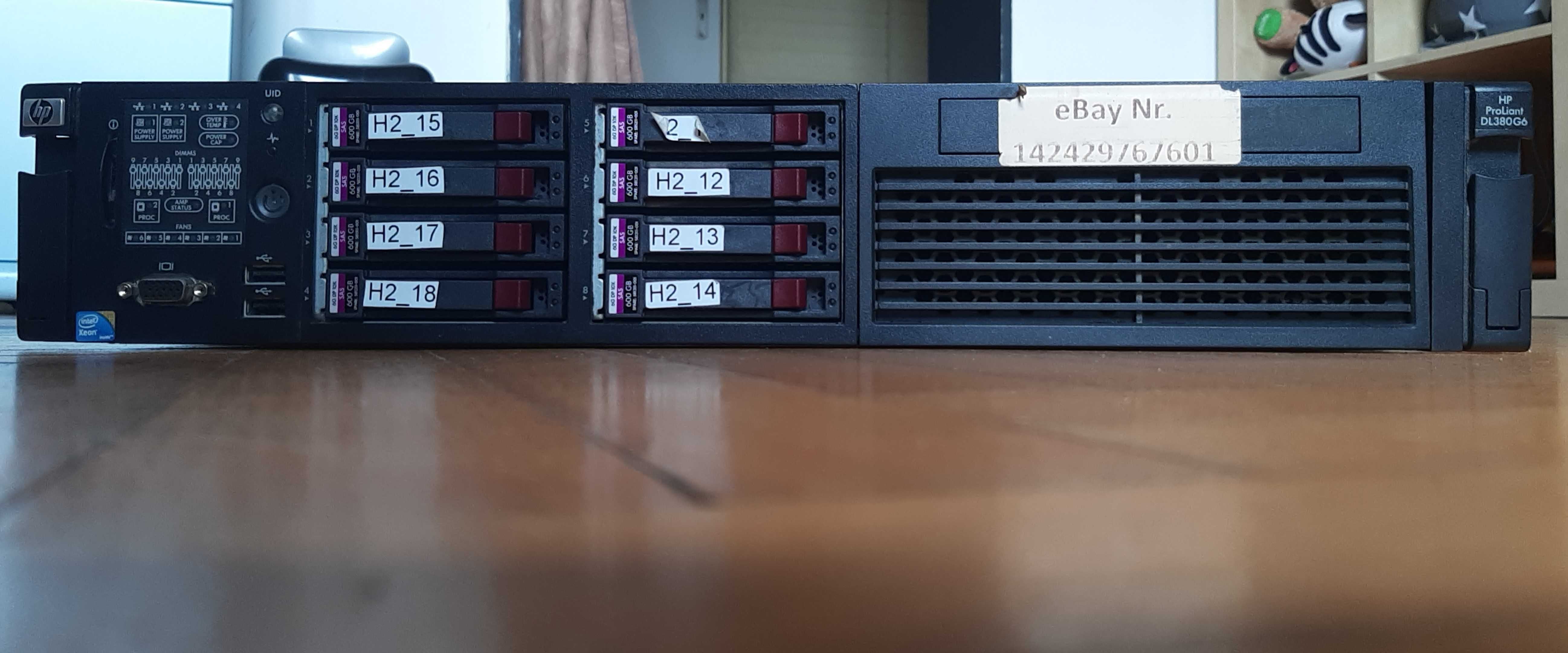 Serwer HP Proliant DL380 G6+ 2xCPU, 120GB RAM, dyski w RAID, Win2025