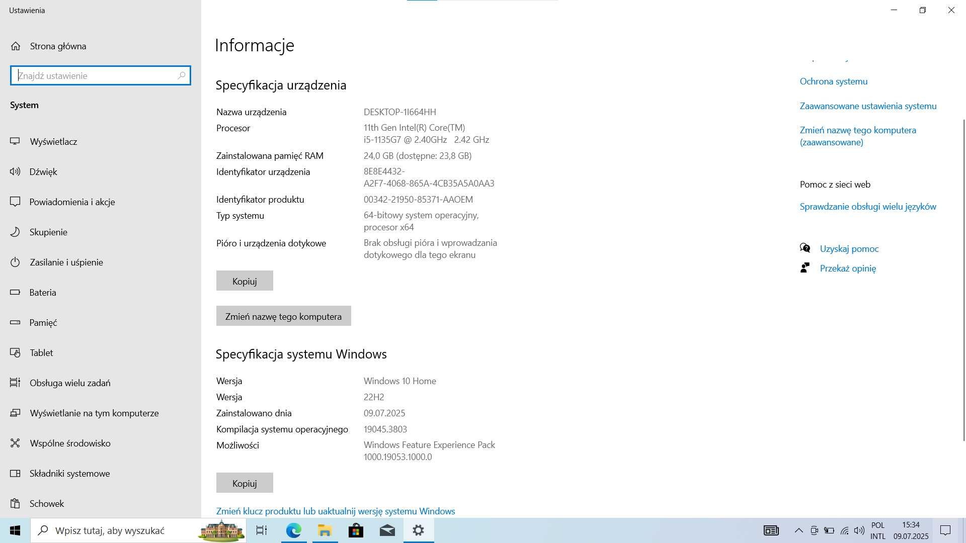 Laptop ACER ASPIRE 5 RAM 24 GB  2.42 GHz