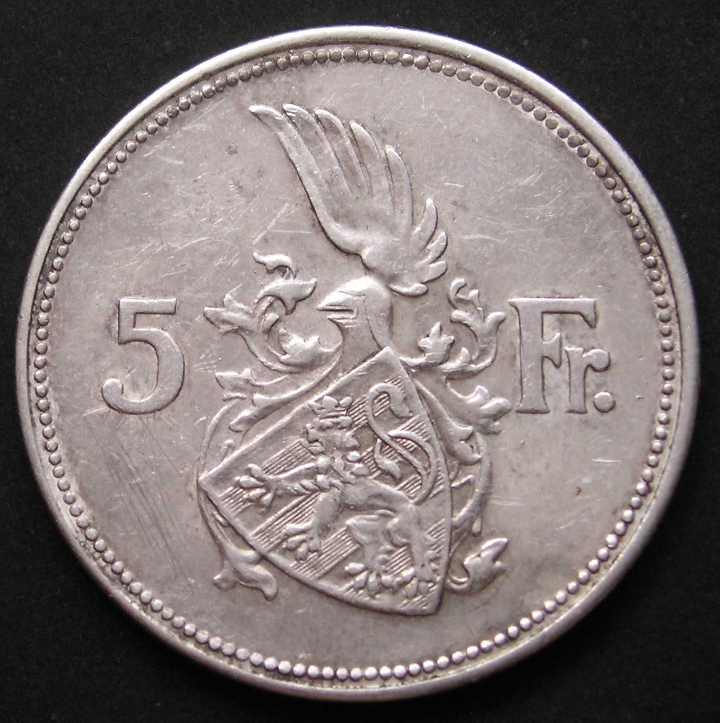 Luksemburg 5 franków 1929 - księżna Charlotte - srebro