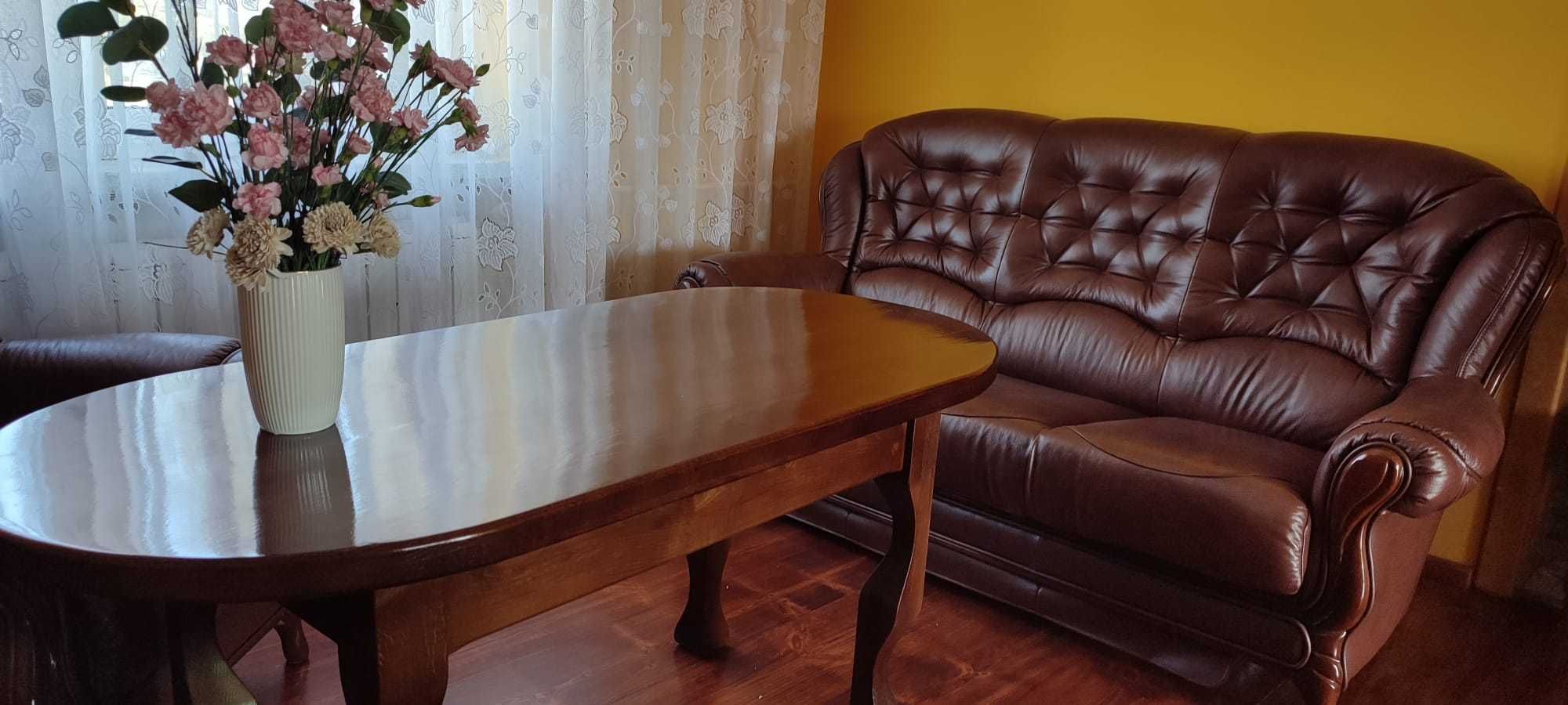 Idealny brązowy, skórzany komplet wypoczynkowy z funkcją spania!