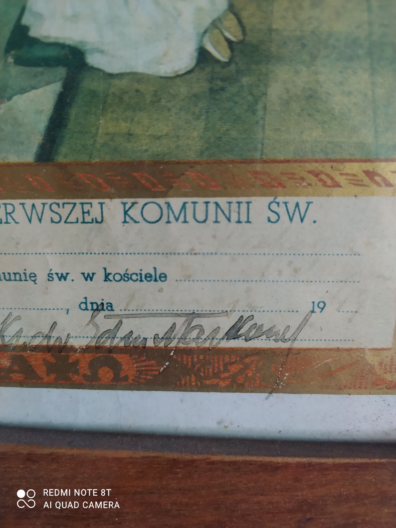 Stara Pamiątka I Komunii Świętej Kórnik 1949 rok. PRL. Starocie.