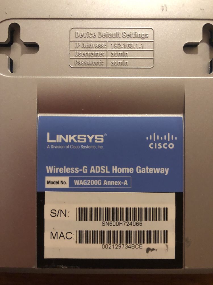 Router linksys WAG200G Annex-A