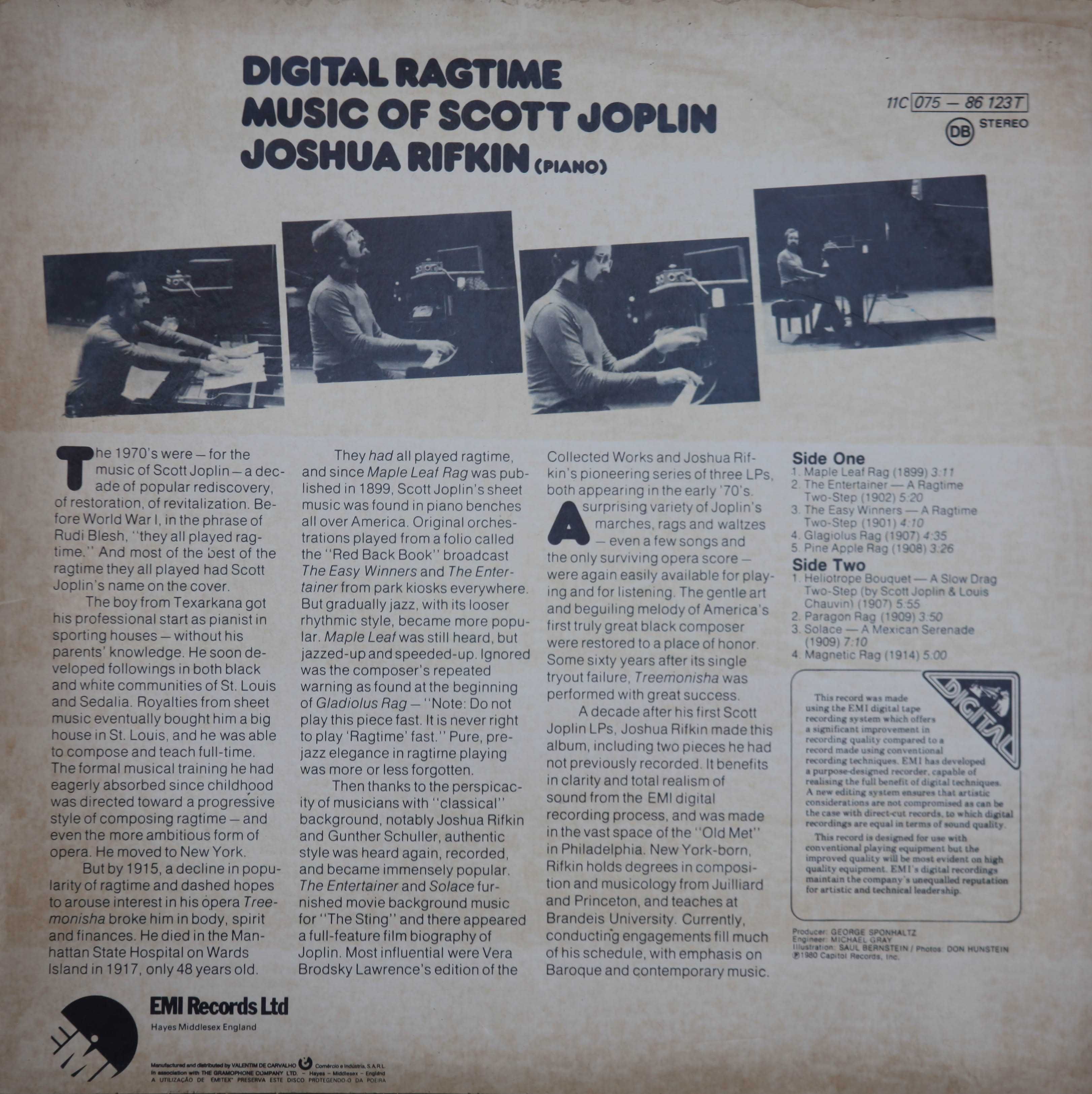 Music of Scott Joplin, Joshua Rifkin (piano)