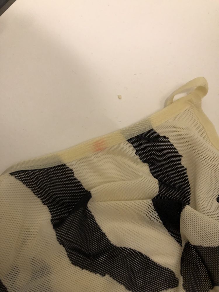 zestaw bielizny H&M studio stanik i majtki figi wzór zebra przezroczys
