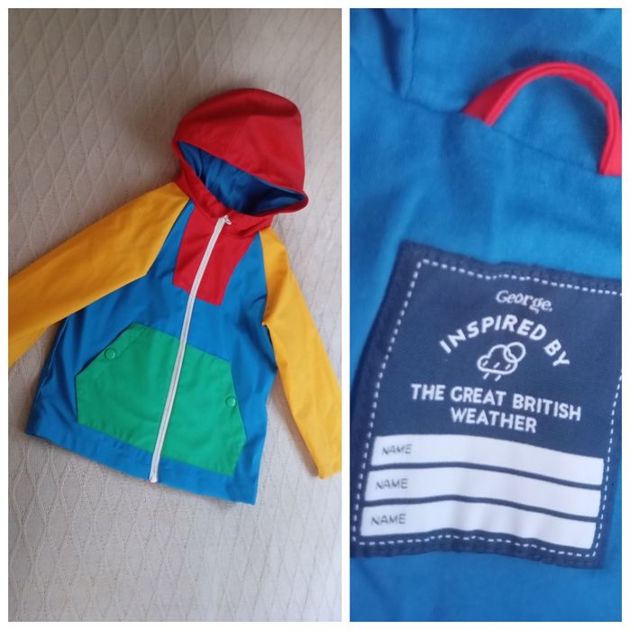 Jaskrawa przeciwdeszczowa kurtka 3-4L dla chłopca i dziewczynki