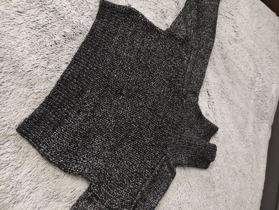 Krótki sweter golf ciemny grafit szary Zara Knit S
