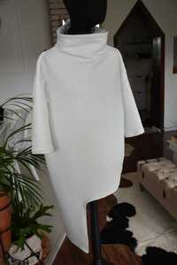 44 46 48  biała asymetryczna bluza tunika pikowana XL XXL  oversize 42