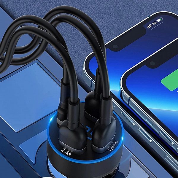 Ładowarka samochodowa Wozinsky WDCCB z wyświetlaczem 50W 2xUSB-C / 2xU