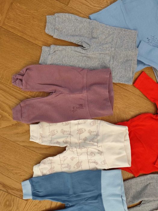 Paka ubranek dla chłopczyka 50-56 bawełna wyprawka niemowlęca