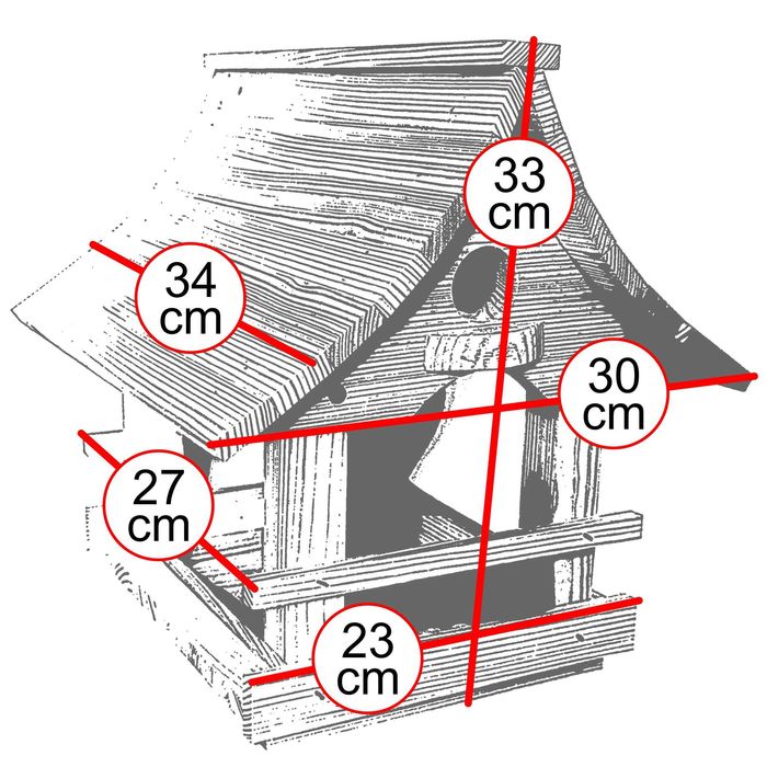 Duży karmnik drewniany dla ptaków budka dla ptaków opalany