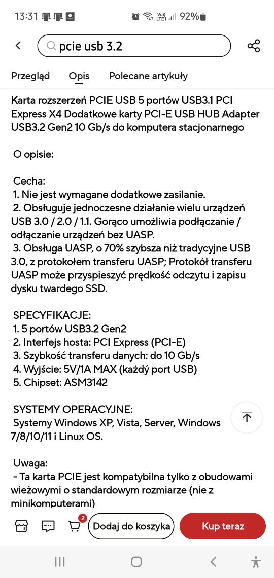 Karta pc-express 3.2 GEN 2