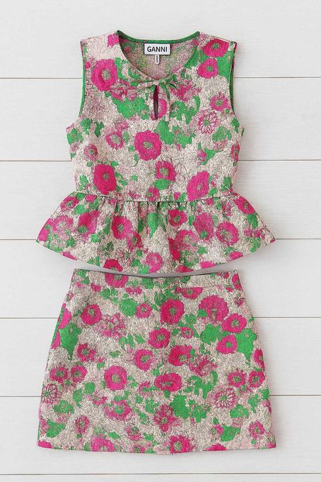 Komplet Ganni Floral Jacquard – Stan Idealny, Rozmiar 36