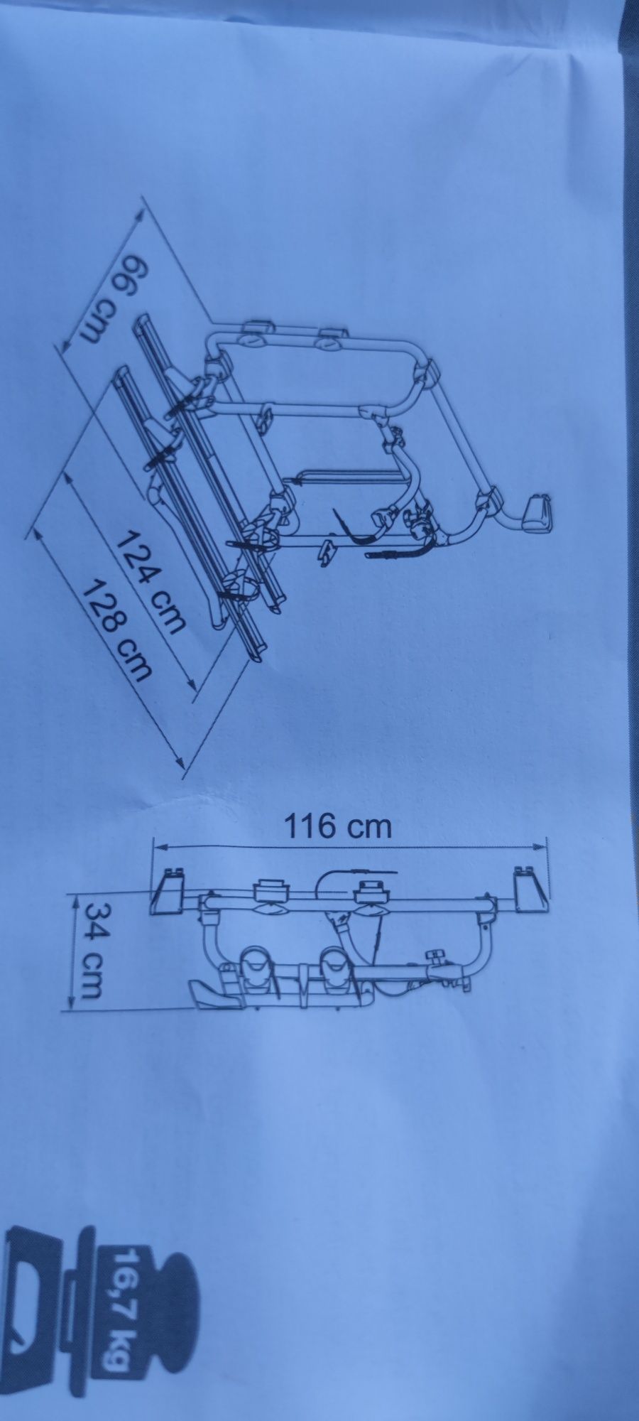 Nowy bagażnik na 2 rowery, 50kg udźwig Fiamma do Craftera/Man