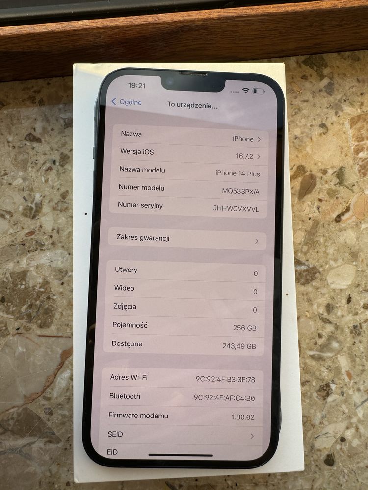 Iphone 14 plus 256GB Gwarancja Faktura Vat nr.37