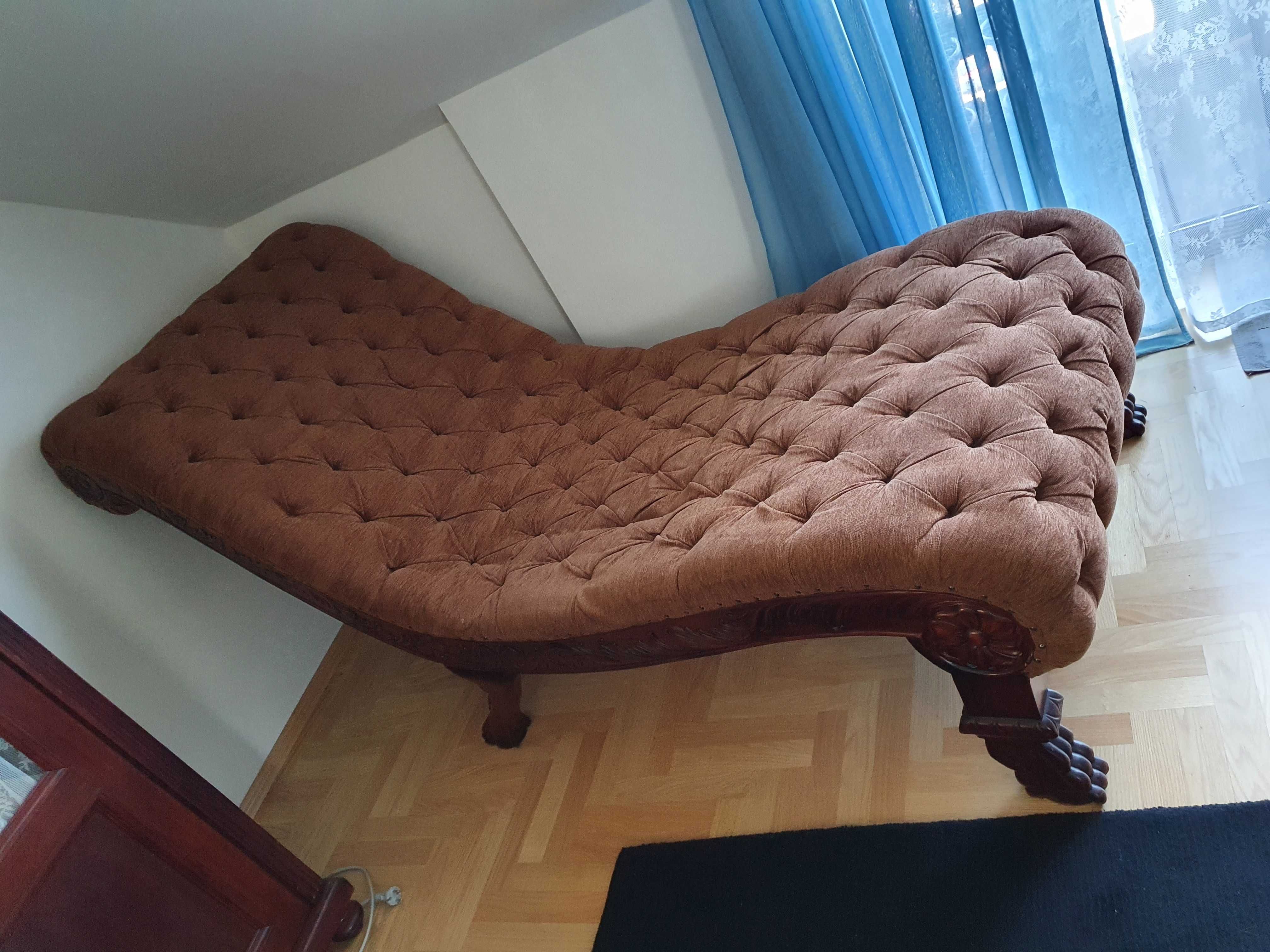 Designerski brązowy i bardzo duży szezlong
